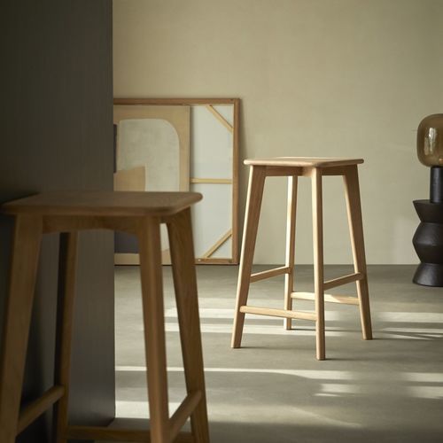 Tabouret de bar contemporain - ABEL - TICKET FOR THE MOON - en chêne / avec piètement en chêne / 4 pieds