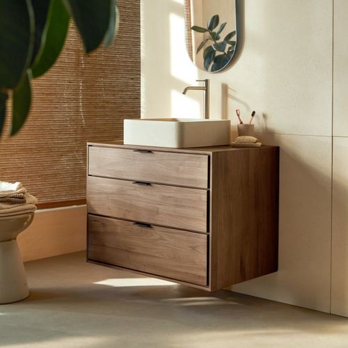 Meuble sous vasque simple - SENSON - TICKET FOR THE MOON - suspendu / en noyer / en bois massif