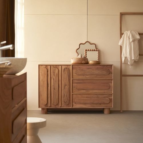 Meuble de salle de bain contemporain - OLGA - TICKET FOR THE MOON - résidentiel / en acacia / en bois massif