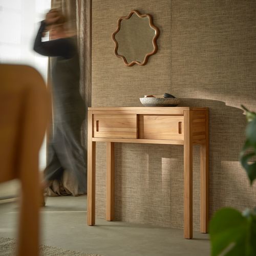 Console contemporaine - ANTON - TICKET FOR THE MOON - en bois massif / en teck / avec piètement en teck