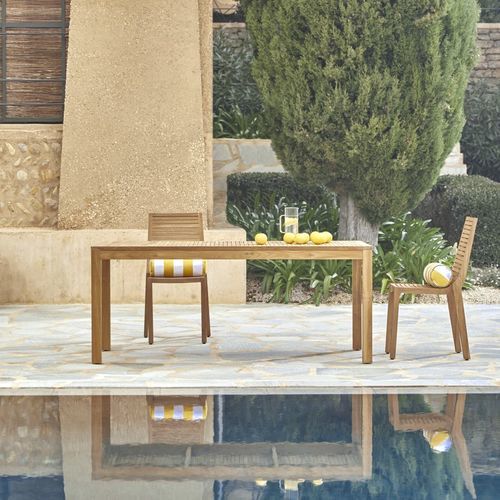 Table à manger contemporaine - TEO - Tikamoon - en bois massif / en teck / avec piètement en teck