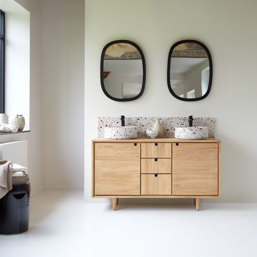 Meuble sous vasque double - JON&Agrave;K - Tikamoon - à poser / en teck / design scandinave