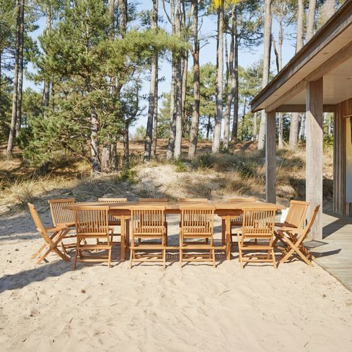 Ensemble table et chaises contemporain - CAPRI - Tikamoon - de jardin / en acacia / avec rangement