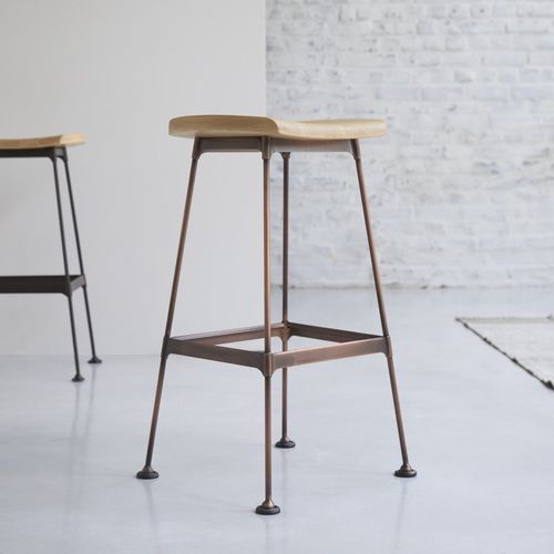 Tabouret de bar contemporain - DIEGO - Tikamoon - en frêne / en bois verni / en métal