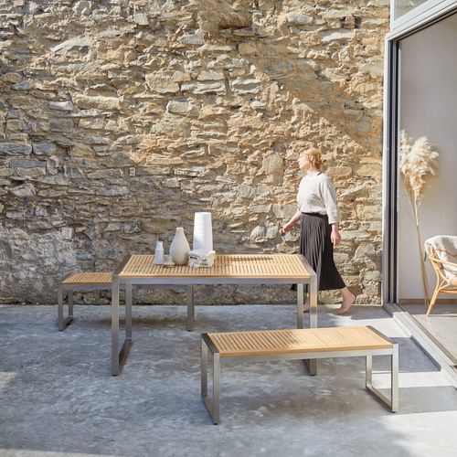Ensemble table et chaises contemporain - ARNO - Tikamoon - de terrasse / de jardin / en inox