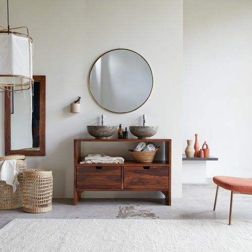 Meuble sous vasque simple - KWARTO - Tikamoon - à poser / en palissandre / contemporain