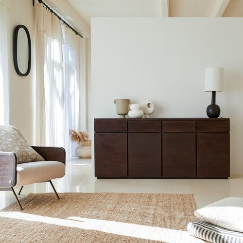 Buffet contemporain - EVA - Tikamoon - en wengé / en bois massif / en acajou