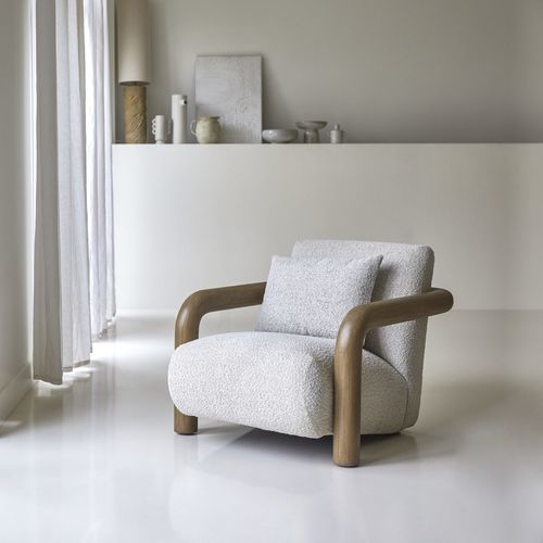 Fauteuil de style contemporain - NINA - Tikamoon - en tissu / en bois / tapissé