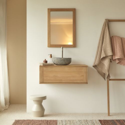 Meuble vasque suspendu - BASIC - Tikamoon - en teck / moderne / 1 porte