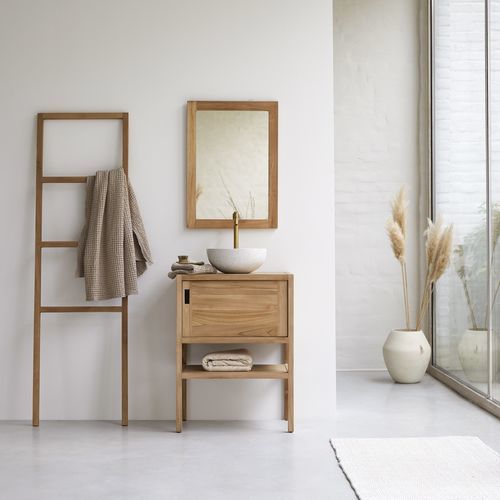 Meuble sous vasque simple - ARTY - Tikamoon - à poser / en teck / en bois verni