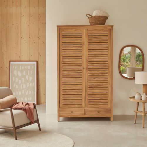 Armoire contemporaine - SUZETTE - Tikamoon - en bois massif / en teck / à portes battantes