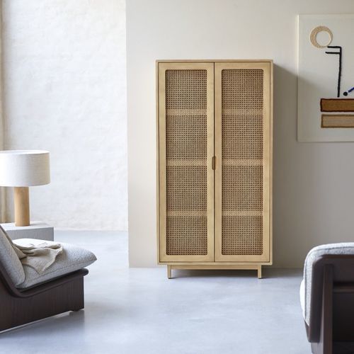 Armoire contemporaine - LUIS - Tikamoon - en orme / en rotin / à portes battantes