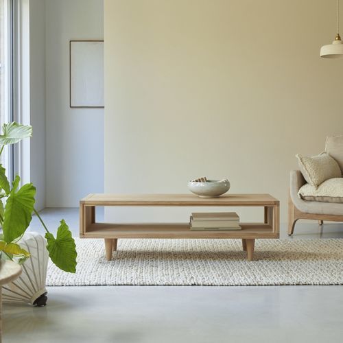 Table basse de style scandinave - JON&Agrave;K - Tikamoon - en bois massif / en chêne / en lin