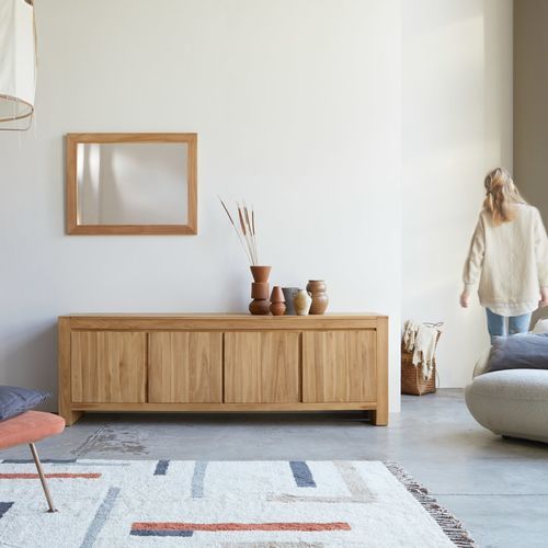 Buffet design minimaliste - EDEN - Tikamoon - en bois massif / en teck / avec étagère