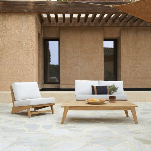 Salon de jardin contemporain - OLIA - Tikamoon - en polyuréthane / en teck / en tissu
