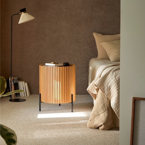 Table de chevet de style Art Déco - LOU - Tikamoon - en métal / en bois verni / avec piètement en métal