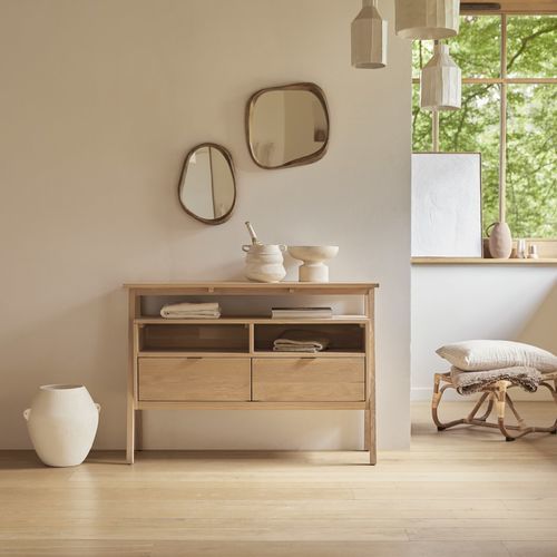 Console contemporaine - POLA - Tikamoon - en chêne / avec piètement en chêne / rectangulaire