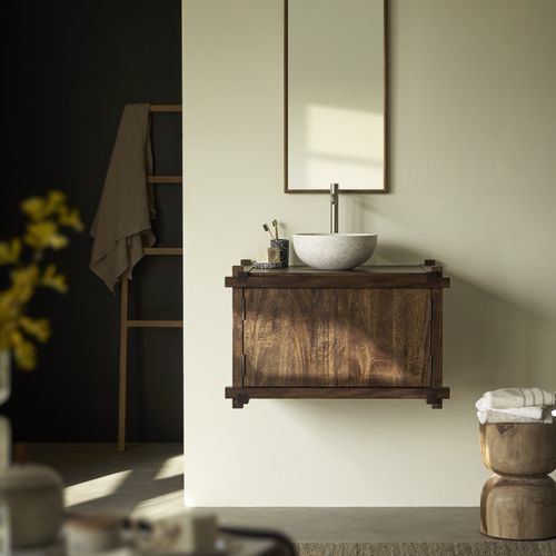 Meuble sous vasque simple - ARKO - Tikamoon - suspendu / en bois massif / contemporain