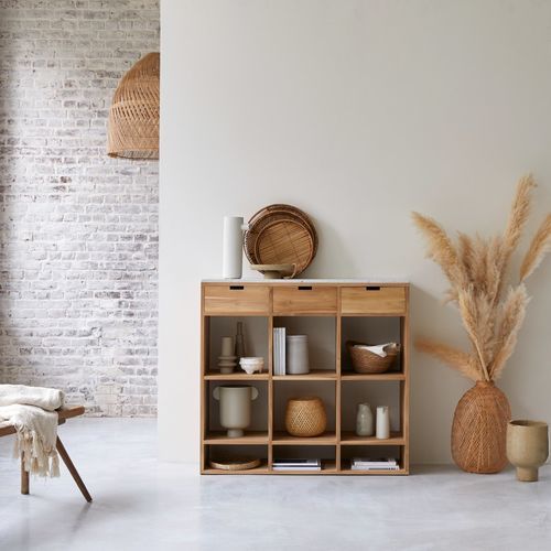 Console contemporaine - MIHO - Tikamoon - en bois massif / en teck / en marbre