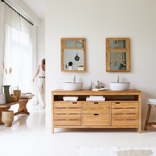 Meuble sous vasque double - SERENA - Tikamoon - à poser / en chêne / contemporain