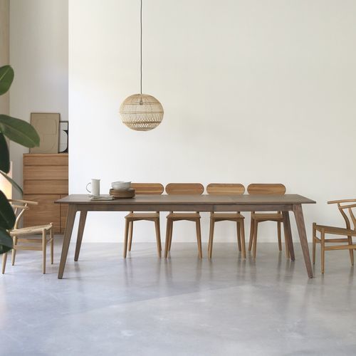 Table à manger design scandinave - ESM&Eacute;E - Tikamoon - en bois massif / en noyer / avec piètement en bois massif