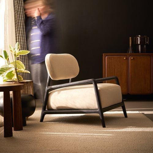 Fauteuil contemporain - ROMANE - Tikamoon - en mousse de polyuréthane / en tissu / en polyester