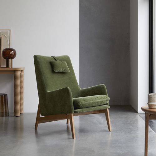 Fauteuil contemporain - ALEC - Tikamoon - en tissu / en velours / en chêne