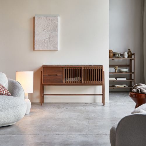 Console contemporaine - ISAURE - Tikamoon - bois / en noyer / en marbre