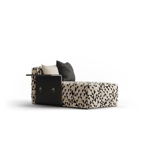 Chaise longue contemporaine - DADA - Bablanc - en tissu / en mousse de polyuréthane / en cuir