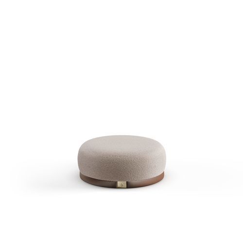 Pouf moderne - URBAN Pouf - Bablanc - en tissu / en bois / en noyer