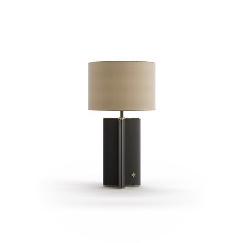 Lampe de table - FLOWER - Bablanc - en cuir / en tissu / en laiton plaqué or