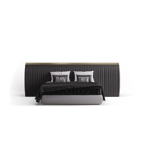 Lit double - PLEAT - Bablanc - moderne / avec tête de lit tapissée / tapissé
