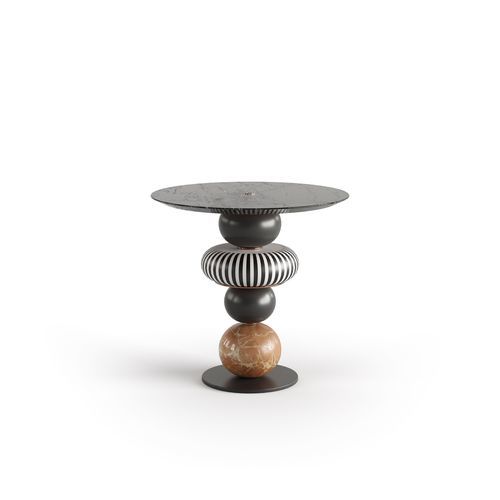 Table d'appoint contemporaine - PEARL - Bablanc - en marbre / en laiton plaqué or / circulaire
