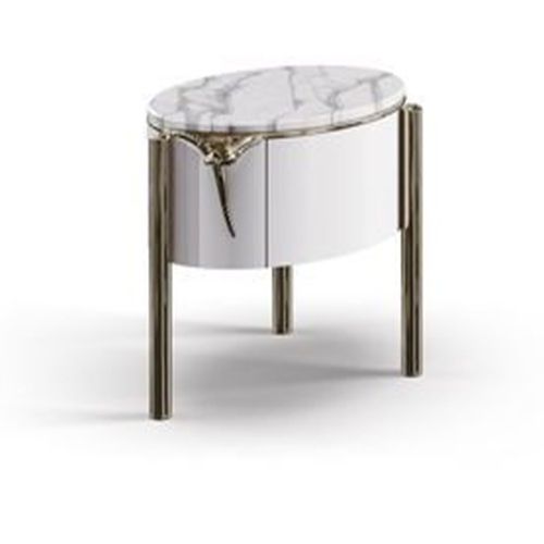 Table de chevet contemporaine - SNAKE NIGHTSTAND - Bablanc - en laiton / en marbre / avec piètement en laiton