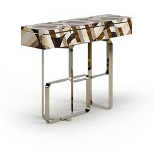 Console contemporaine - CHEMIN - Bablanc - en acier / en placage de bois / en noyer