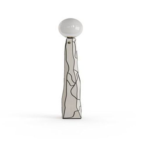 Lampe de sol - BRUT - Bablanc - en verre / en laiton plaqué or / contemporaine