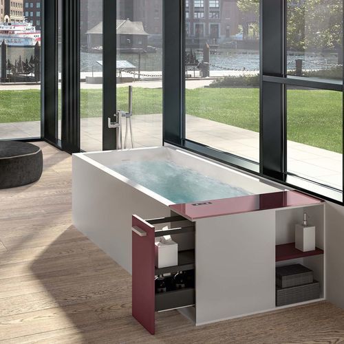 Baignoire près du mur - MODULA F - Albatros - en îlot / suspendue / en Solid Surface