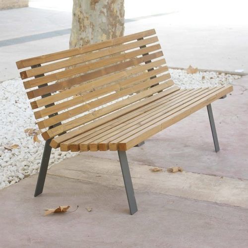 Banc public contemporain - TAJO - RYM URBAN FURNITURE, S.L. - en métal / en bois / avec dossier