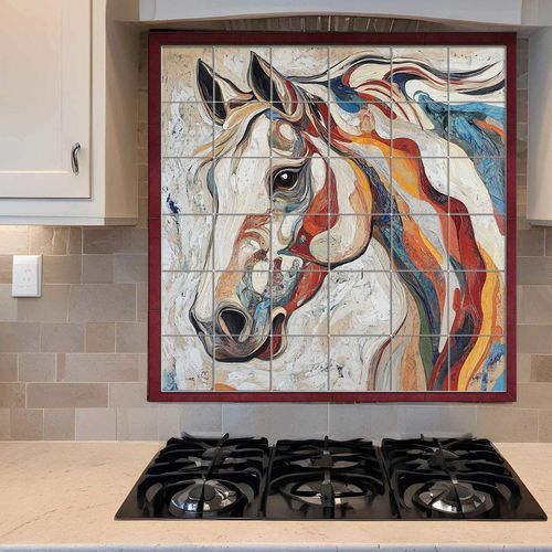 Carrelage en porcelaine - ABSTRACT HORSE - Tempera Art Design - imprimé / d'intérieur / pour intérieur
