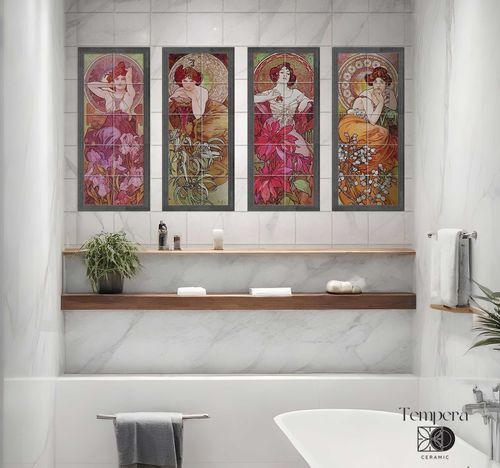 Carrelage en porcelaine - alphonse mucha - gemstones - Tempera Art Design - lisse / imprimé / intérieur