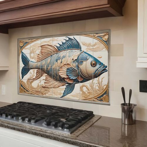 Crédence en porcelaine - ABSTRACT FISH  - Tempera Art Design - en marbre / en céramique / motif animal