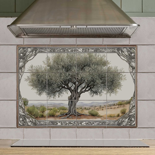 Crédence en marbre - BACKSPLASH OLIVE TREE - Tempera Art Design - en porcelaine / en céramique / à motif