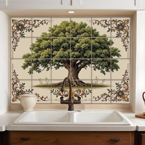 Crédence en marbre - OAK TREE - Tempera Art Design - en porcelaine / en céramique / à motif