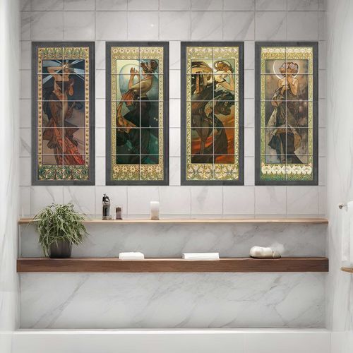Carrelage en porcelaine - MOON AND STARS BY MUCHA - Tempera Art Design - imprimé / peint à la main / d'intérieur