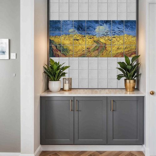 Carrelage en porcelaine - WHEATFIELD WITH CROWS BY VAN GOGH - Tempera Art Design - imprimé / pour intérieur / de salon