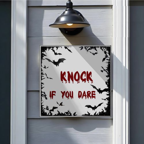 Plaque signalétique d'extérieur - KNOCK IF YOU DARE - Tempera Art Design - pour porte / murale / suspendue