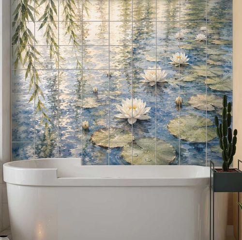Mosaïque en céramique - WATER LILY POND - Tempera Art Design - finition naturelle / pour intérieur / d'extérieur