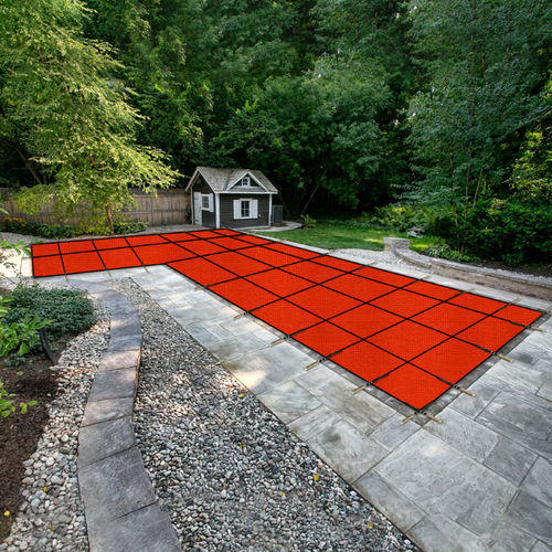 Couverture de piscine à oeillets - L SHAPE - NO STEPS - Covers & All - manuelle / thermique / d'hiver