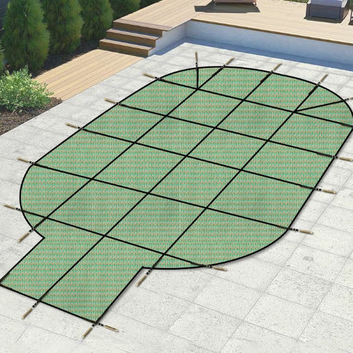 Couverture de piscine à oeillets - OVAL - CENTER STEPS - Covers & All - manuelle / d'hiver / sur mesure