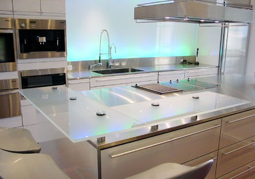 Plan de travail en verre - Infiniglass - en verre laqué / professionnel / de cuisine